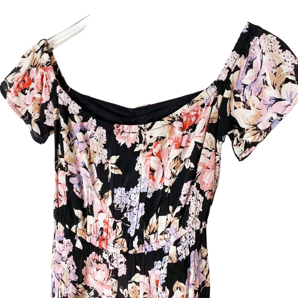 Band of Gypsies Santiago Dark Floral Midi Dress Pinup Cottage XS - Picture 10 of 10